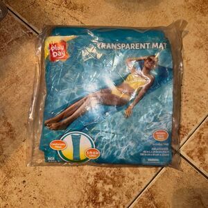 Play Day Transparent Blue Pool Float with Pillow Beach Mat